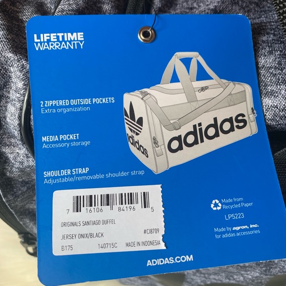 Adidas originals Santiago duffel bag grey black - Picture 6 of 12